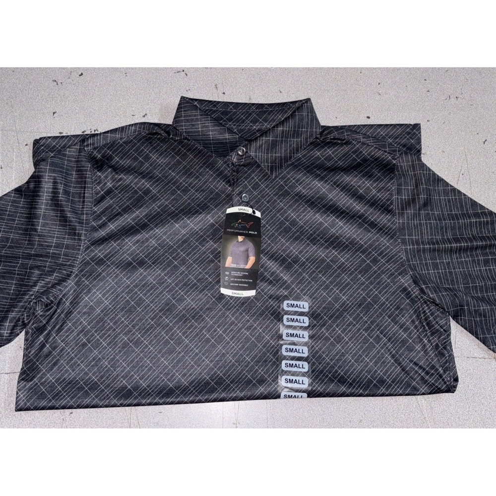 Greg Norman Golf Performance Polo Mens Small Black Wicking UPF Sun Protection